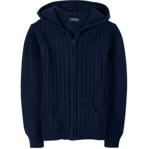 Children's Place Cable Knit Zip Hoodie Sweater, Navy Blue *NWT*